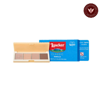 ETUDE x Loacker Classic Vanilla Play Color Eyes Mini Palette 01 Vanilla product detail on white background with Vanity Vibes badge