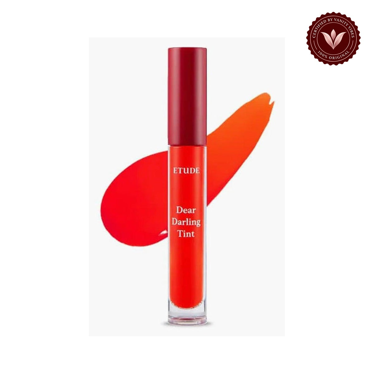 Water Gel tint shade/detail on white with Vanity Vibes badge