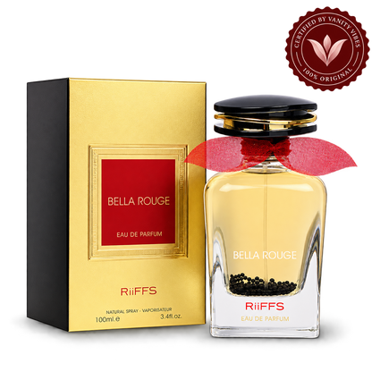 Riiffs Bella Rouge bottle and box with Vanity Vibes seal