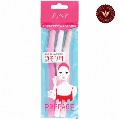 Shiseido Prepare L Type eyebrow razor set with Vanity Vibes seal
