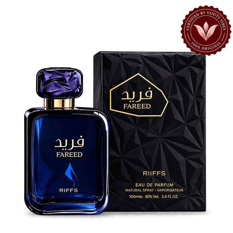 Riiffs Fareed bottle and box with Vanity Vibes seal