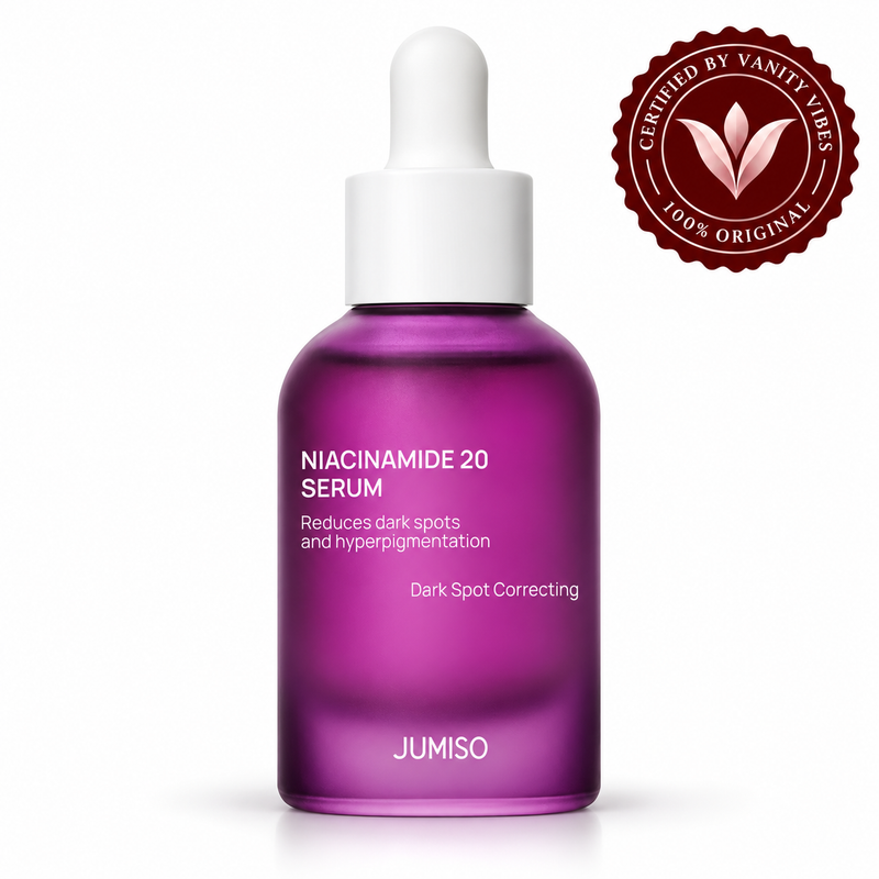 Jumiso 20% Niacinamide Dark Spot Correcting Serum 40ml front packshot with Vanity Vibes stamp