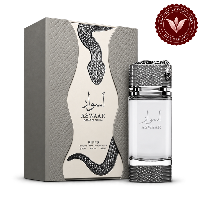 Riiffs Aswaar bottle and box with Vanity Vibes seal