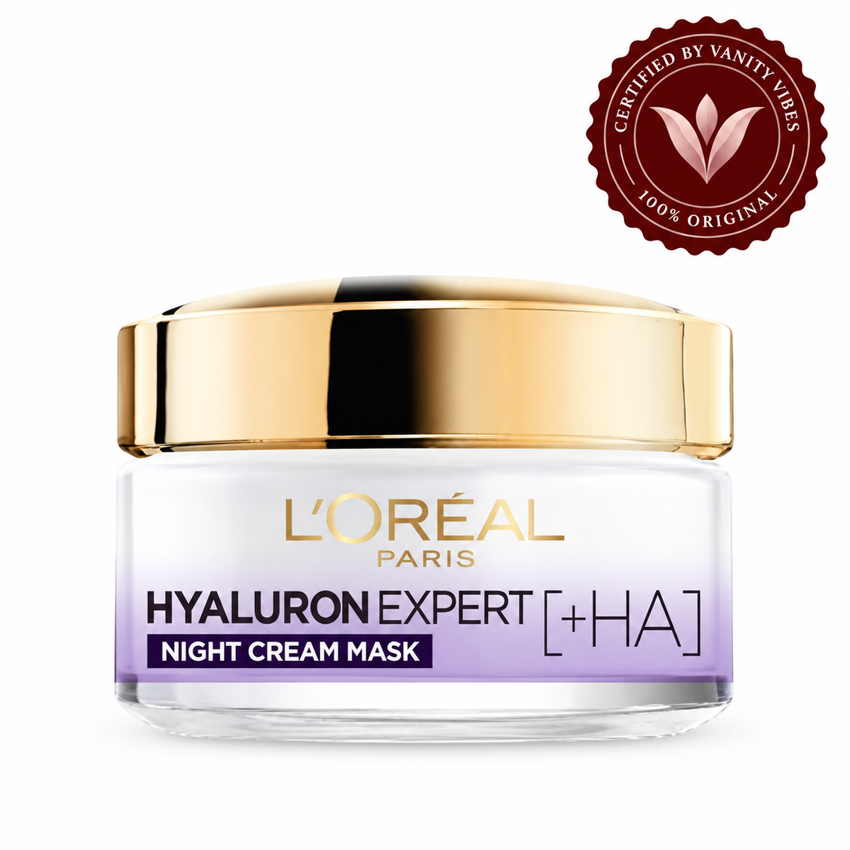 L’Oréal Paris Hyaluron Expert Replumping Moisturizing Night Cream 50ml front packshot with Vanity Vibes stamp
