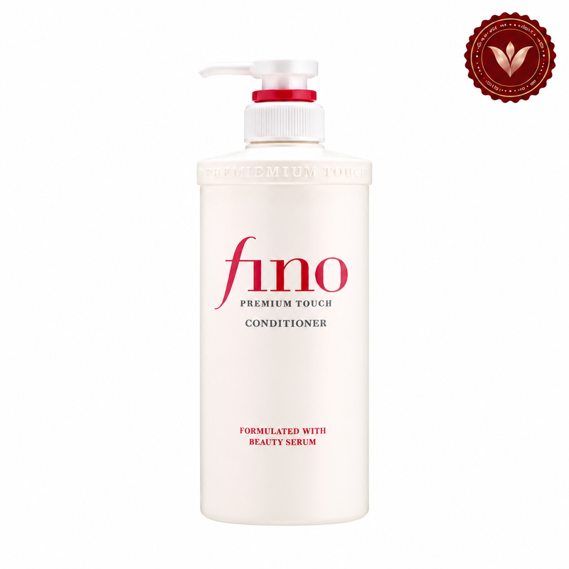 Shiseido Fino Premium Touch Conditioner 550ml front-facing white-background product photo with Vanity Vibes seal