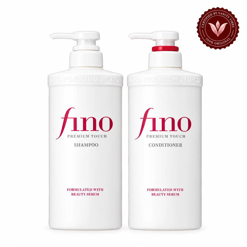 Shiseido Fino Premium Touch Shampoo and Conditioner set with Vanity Vibes seal