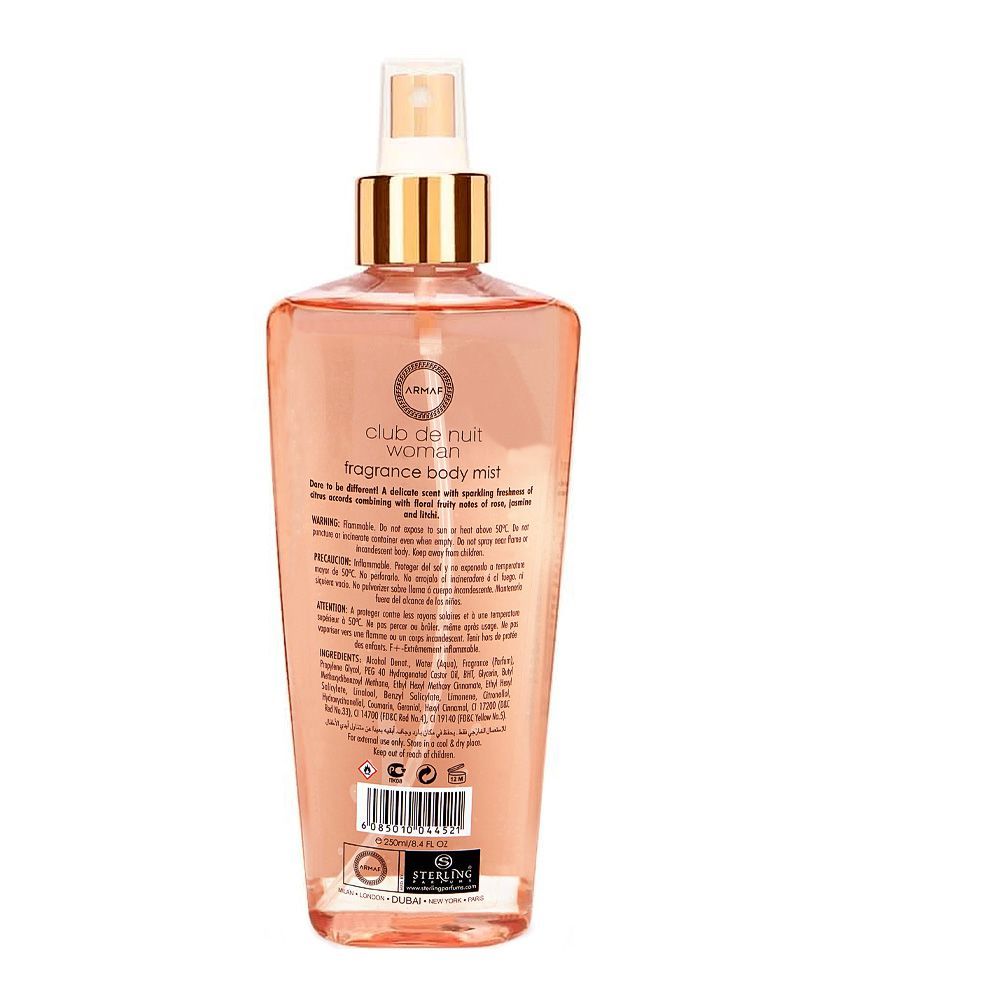 Armaf Club de Nuit Women Fragrance Body Mist 250ml – Long Lasting Elegant & Luxury Feminine Perfume Spray