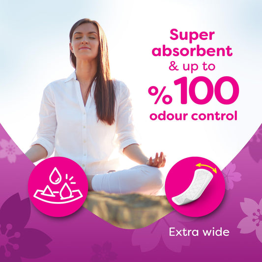 Carefree Mega Pack Plus Large Panty liners 64pcs - Unscented 100% Odour Control Daily Liners for Extra Protection, Comfort Fi