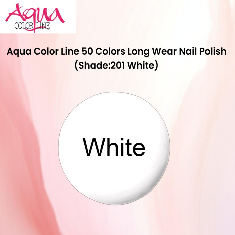 Aqua Color Line 50 Colors Long Wear Nail Polish (Shade:201 White)