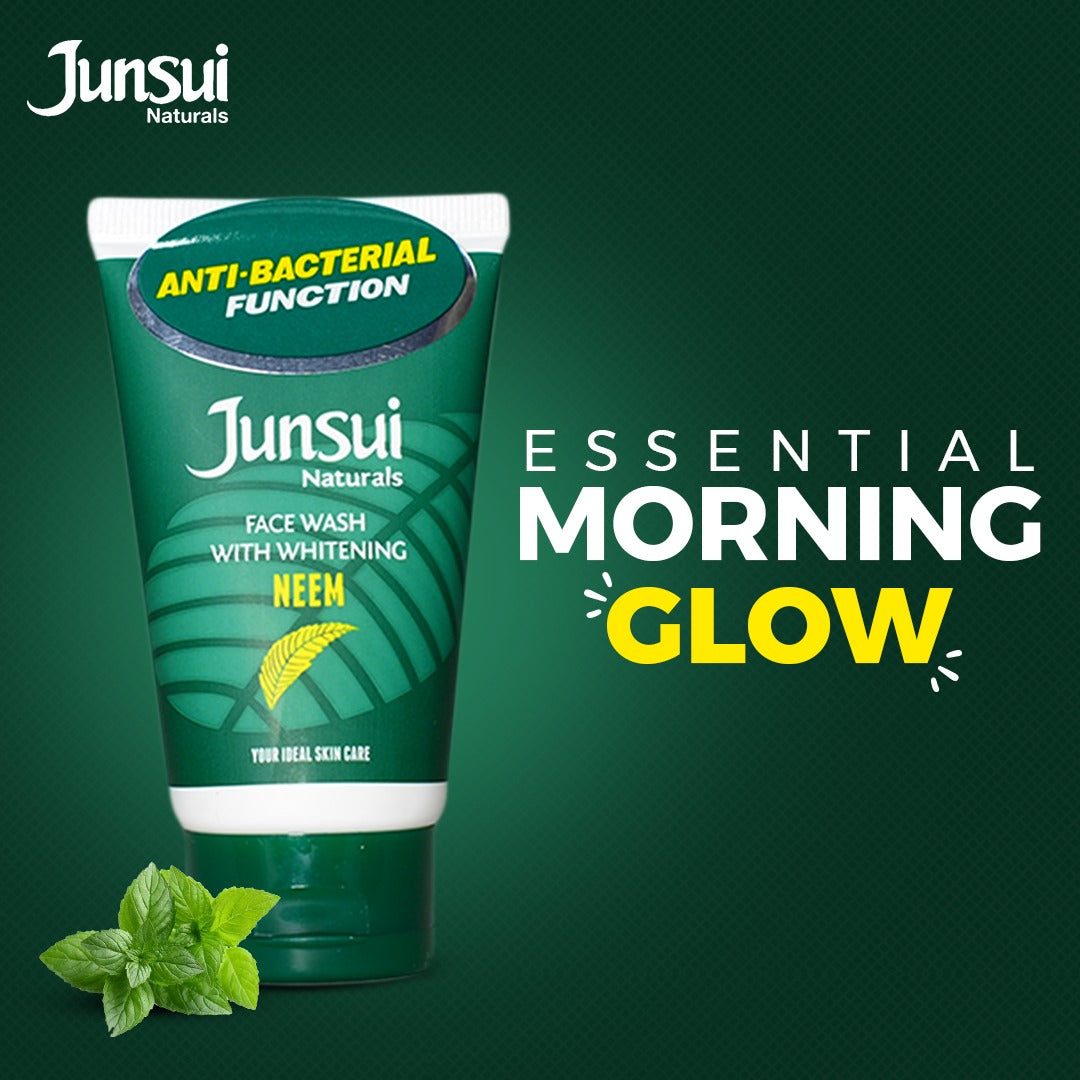 Junsui Naturals Neem Whitening Face Wash 50g - Herbal Deep Cleansing Face Wash for Acne Control, Oil Control & Clear Bright F