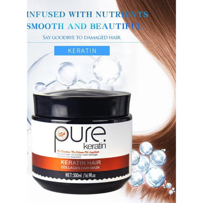 Pure Keratin Collagen Hair Mask 500ml Deep Repair & Strengthening for Smooth, Shiny Hair