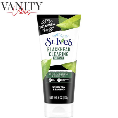 St. Ives Blackhead Clearing Scrub Green Tea & Bamboo 170g Deep Cleansing & Exfoliating Face Scrub