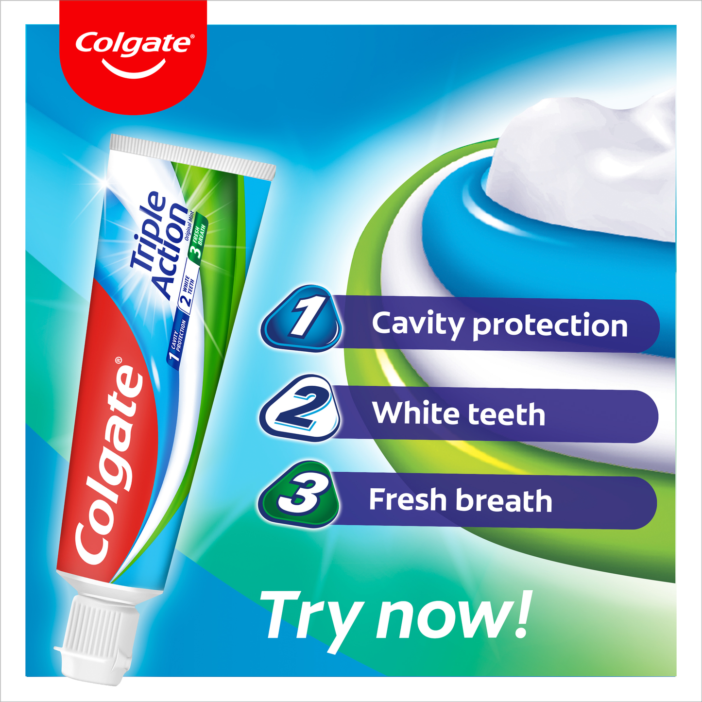 Colgate Triple Action Original Mint Toothpaste 125ml Cavity Protection, Fresh Breath & Strong Teeth