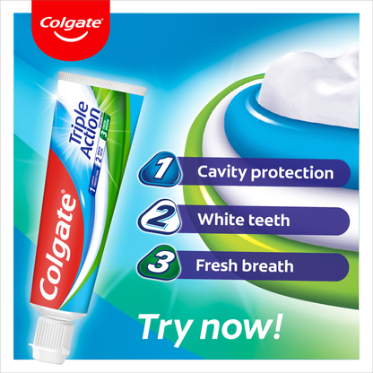 Colgate Triple Action Original Mint Toothpaste 125ml Cavity Protection, Fresh Breath & Strong Teeth