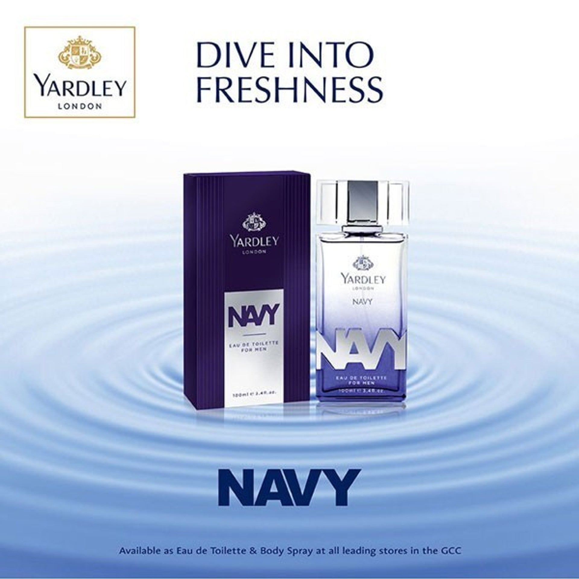 Navy by Yardley Eau de Toilette for Men 100ml - Fresh Marine Aquatic Fragrance Perfume with Long Lasting Masculine Scent, All