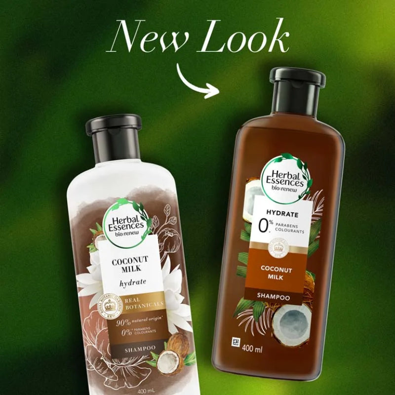 Herbal Essences Bio:Renew Hydrate Coconut Milk Shampoo 400ml - Moisturizing Shampoo for Smooth, Soft & Hydrated Hair
