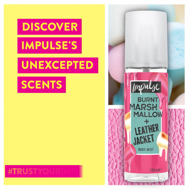 Impulse Burnt Marshmallow + Leather Jacket Body Mist 150ml – Long Lasting Body Mist for Women, Sweet Warm Fragrance, Daily Re