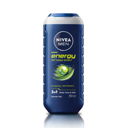 Nivea Men Energy 24H Fresh Effect 3-In-1 Shower Gel For Body, Face & Hair 250ml