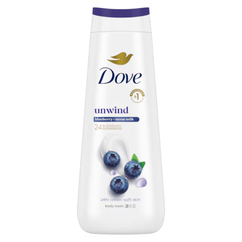 Dove Unwind Body Wash Blueberry + Moon Milk 20 fl oz-591ml