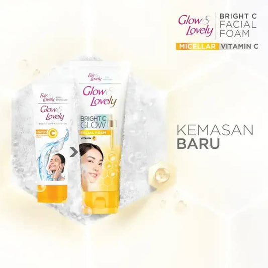 Glow & Lovely Bright C Glow Facial Foam Vitamin C 100g - Brightening Face Wash for Radiant, Clear & Even Tone Skin