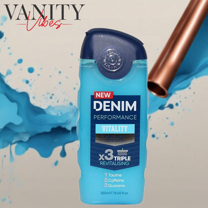 Denim Performance Vitality Body and Face Wash X 3 Triple Revitalising 250 ml