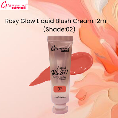 Glamorous Face Rosy Glow Liquid Blush Cream 12ml (Shade:02)