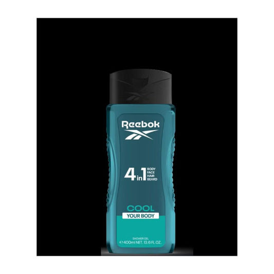 Reebok Men 4-in-1 Cool Your Body Shower Gel 400ml - All-in-One Hair, Face & Body Wash for Deep Cleansing, Long Lasting Fresh 