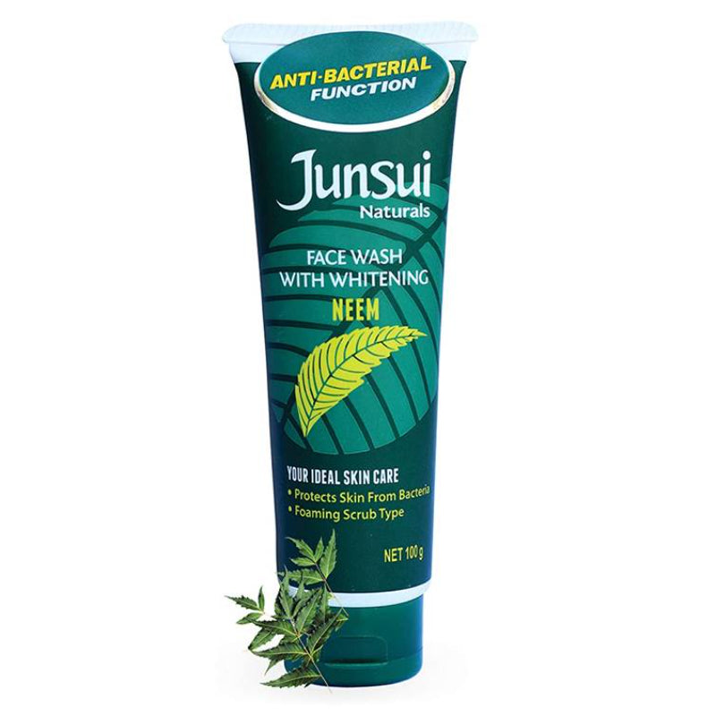 Junsui Naturals Neem Whitening Face Wash 100g – Deep Cleansing Herbal Gel for Acne Control, Oil Removal & Bright Clear Fresh 