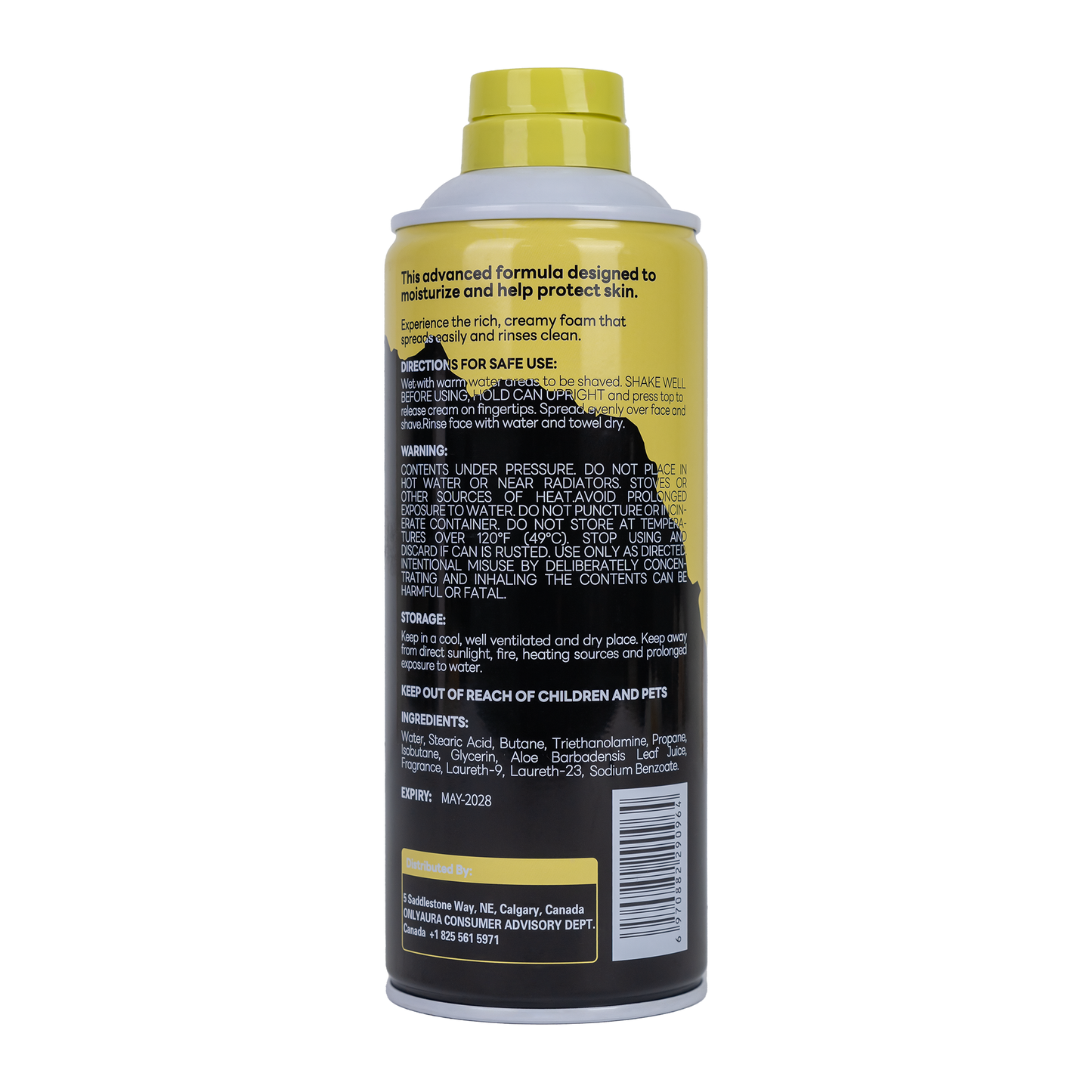 Only Aura Extra Thick Lemon Shave Foam 344g – Smooth Men’s Shaving Foam for Close Comfortable Shave, Lemon Fresh Cooling Effe