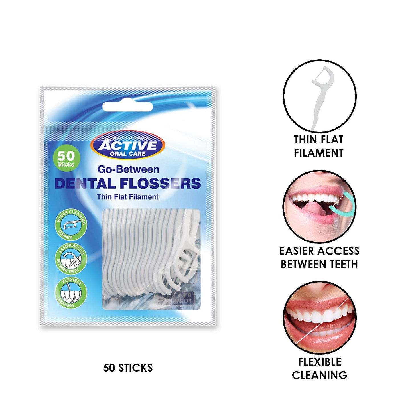 Beauty Formulas Go Between Dental Flossers 50 sticks
