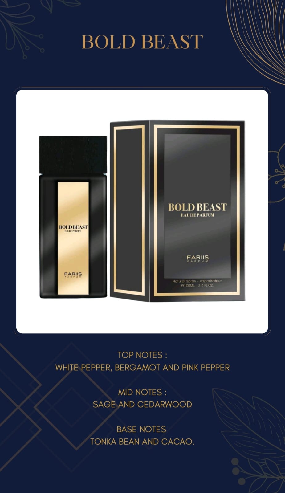 Faris Bold Beast by Fariis Parfums EDP 100ml for Men