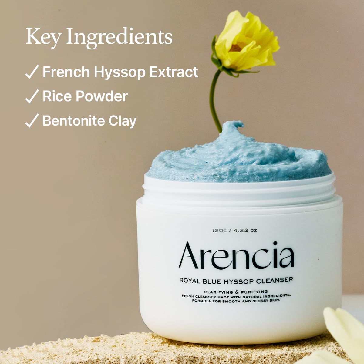 Arencia Fresh Blue Hyssop Rice Mochi Cleanser 120 g Gentle Cleansing & Hydrating Care (K Beauty)