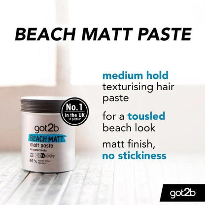 Schwarzkopf Got2b Beach Matt Paste Chill Hold 100ml Matte Finish & Casual Texture Styling