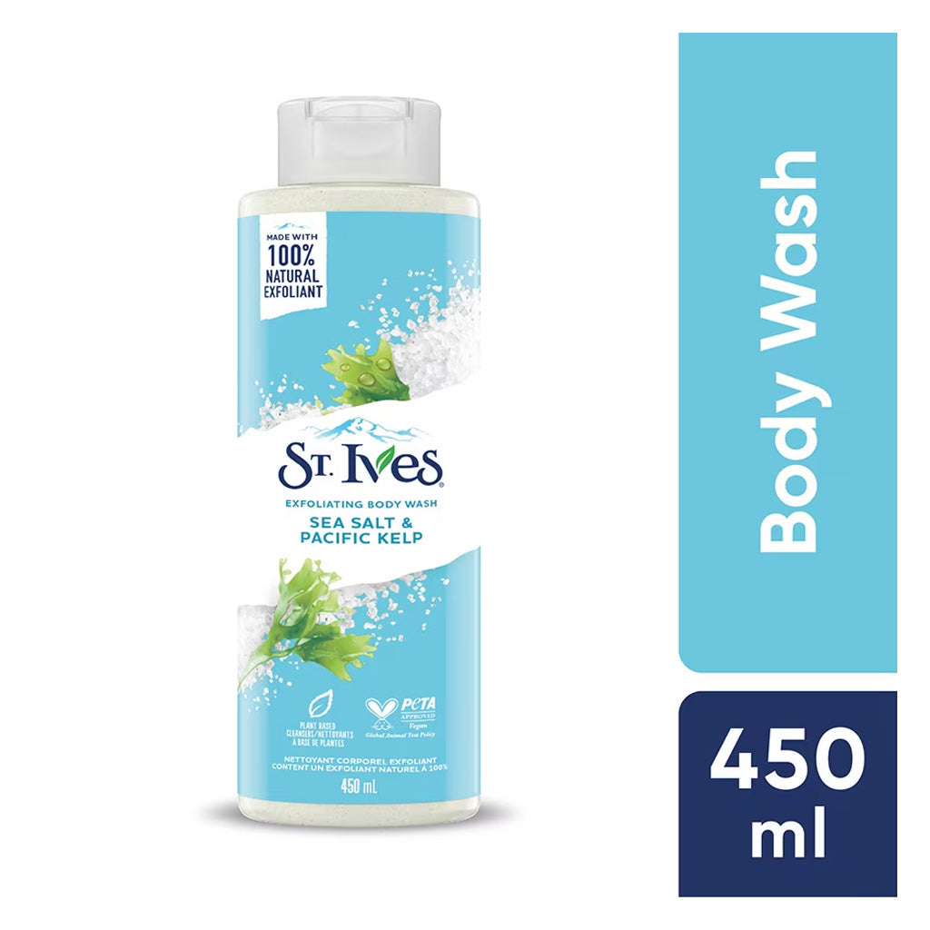 St Ives Exfoliating Body Wash Sea Salt & Pacific Kelp 450ml Deep Cleansing & Refreshing