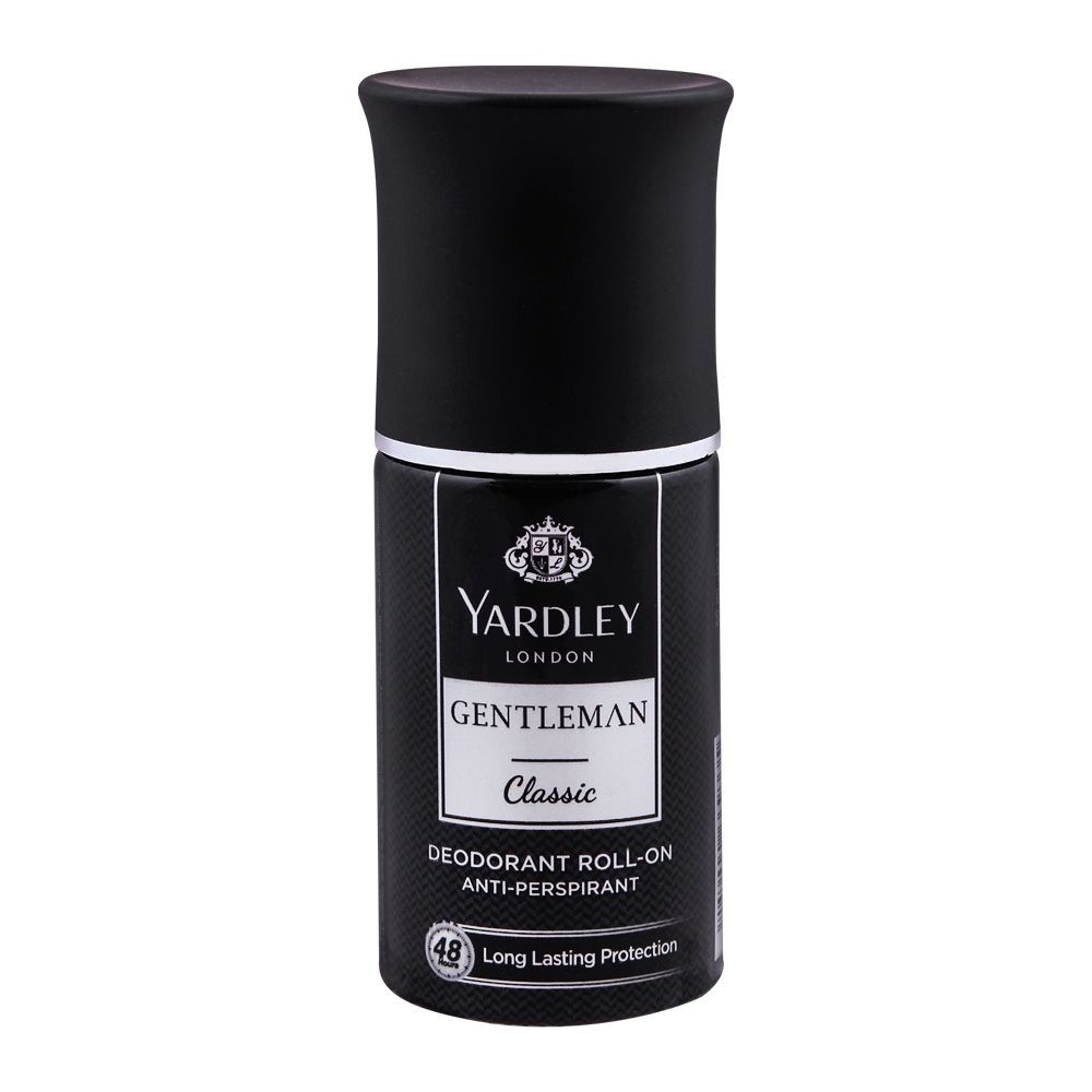 Yardley Gentleman Classic Deodorant Roll-On 50ml – Long Lasting Anti-Perspirant for Men with 48 Hour Sweat Protection, Fresh 