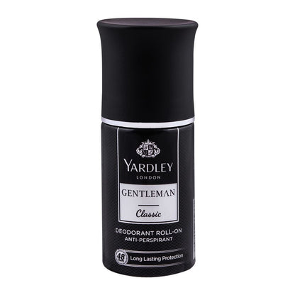 Yardley Gentleman Classic Deodorant Roll-On 50ml – Long Lasting Anti-Perspirant for Men with 48 Hour Sweat Protection, Fresh 