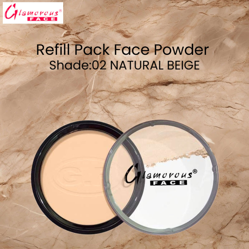 Glamorous Face Refill Pack Face Powder (Shade:02 Natural Beige))