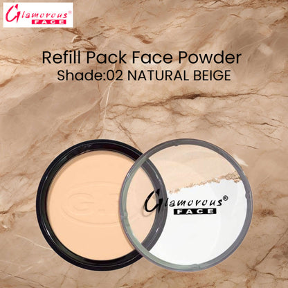 Glamorous Face Refill Pack Face Powder (Shade:02 Natural Beige))