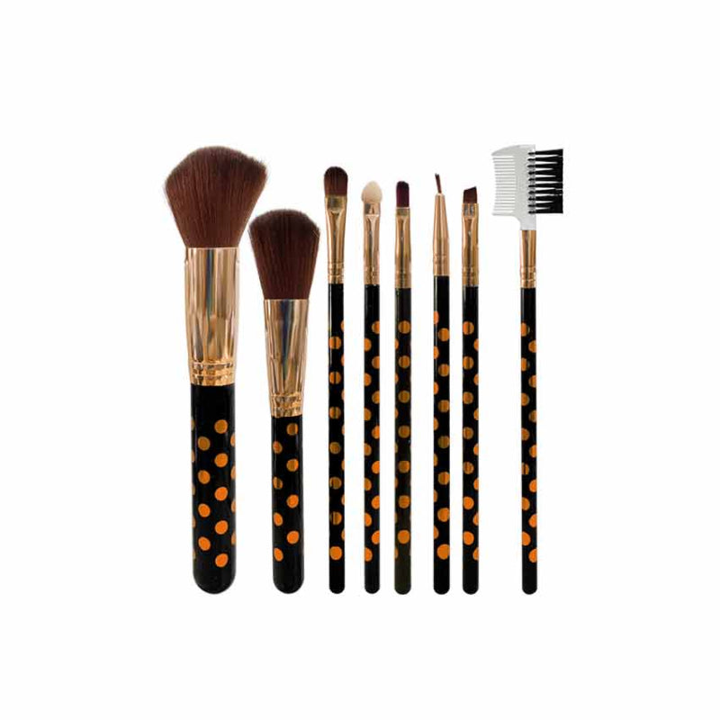 Glamorous Face 8 In 1 Brush Set Pouch (Golden)