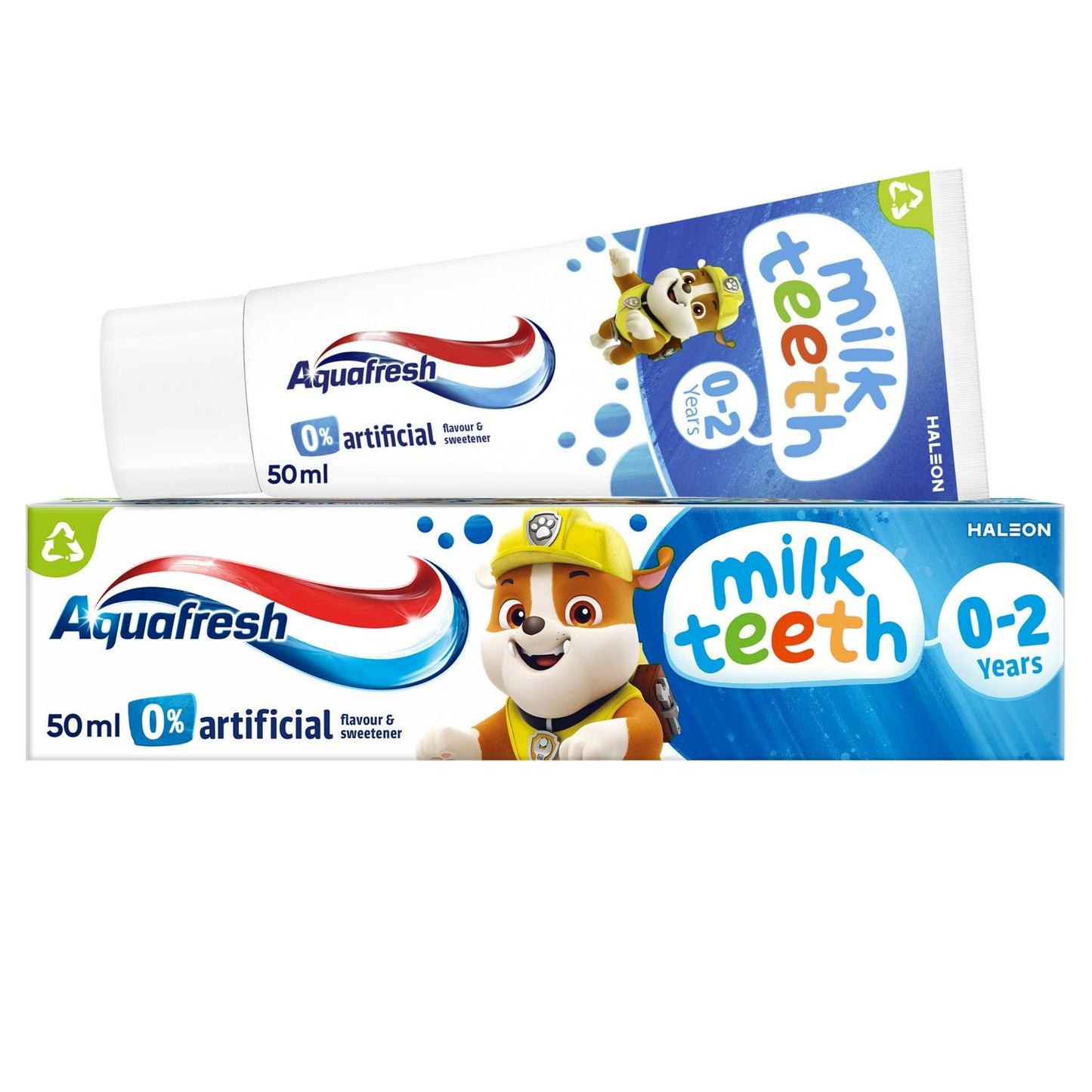 Aquafresh 0% Artificial Flavour & Sweetener Milk Teeth Toothpaste 0 - 2 Years 50ml - Gentle 24hr Protection Baby Toothpaste