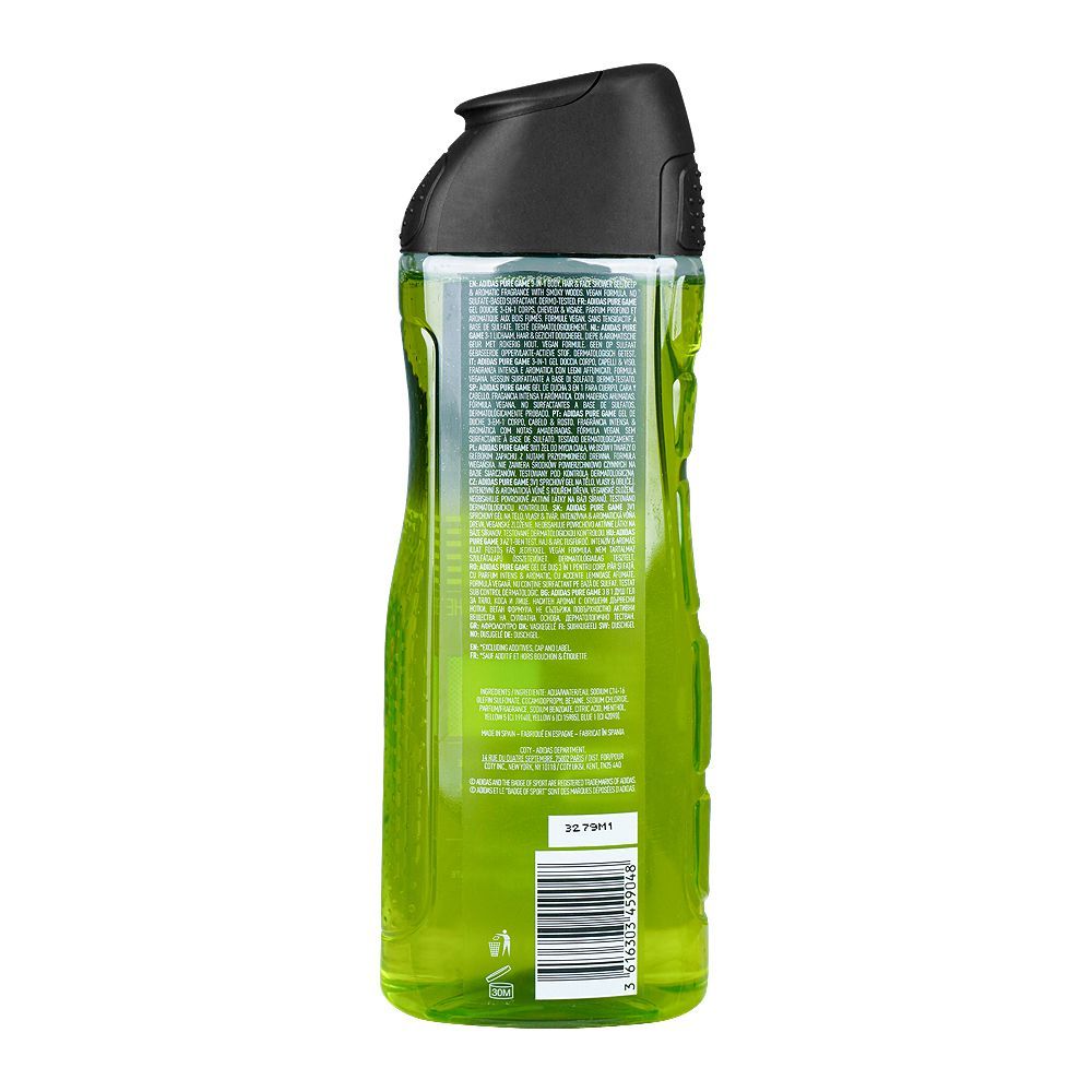 Adidas Pure Game 3-in-1 Body, Hair & Face Wash Shower Gel 400ml