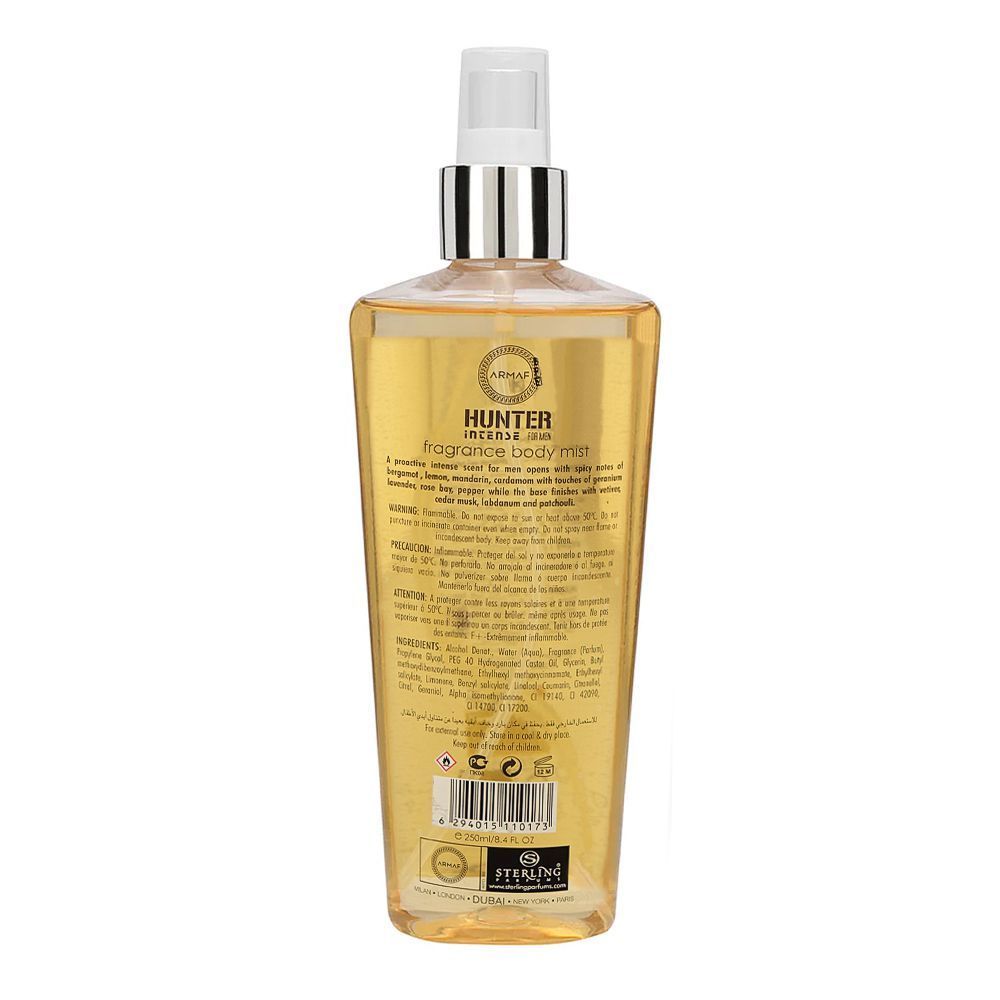 Armaf Hunter For Men Intense Fragrance Body Mist 250ml – Long Lasting Bold Masculine Perfume Spray