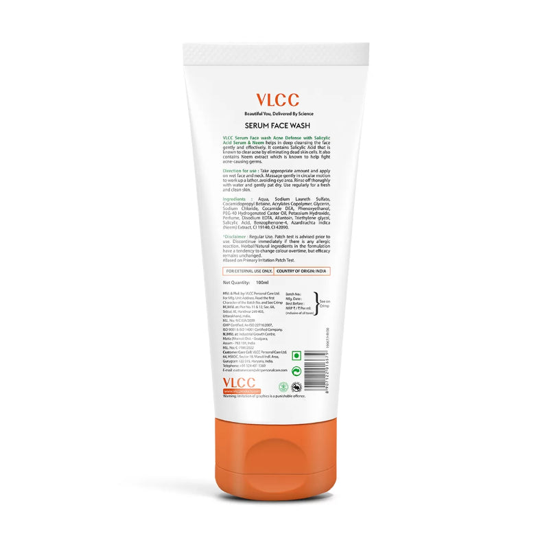 VLCC Acne Defense Serum Face Wash with Salicylic Acid & Neem 150ml