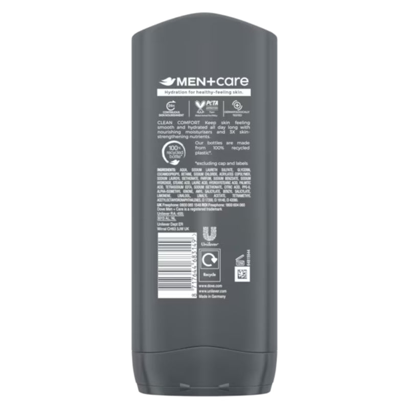 Dove Men+Care Hydrating Clean Comfort 3-in-1 Body Face + Hair Wash 400ml