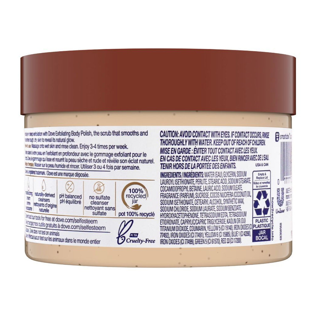 Dove Exfoliating Body Polish Scrub Brown Sugar & Coconut Butter 298g – Deep Exfoliating Body Scrub for Smooth Soft Skin, Dead
