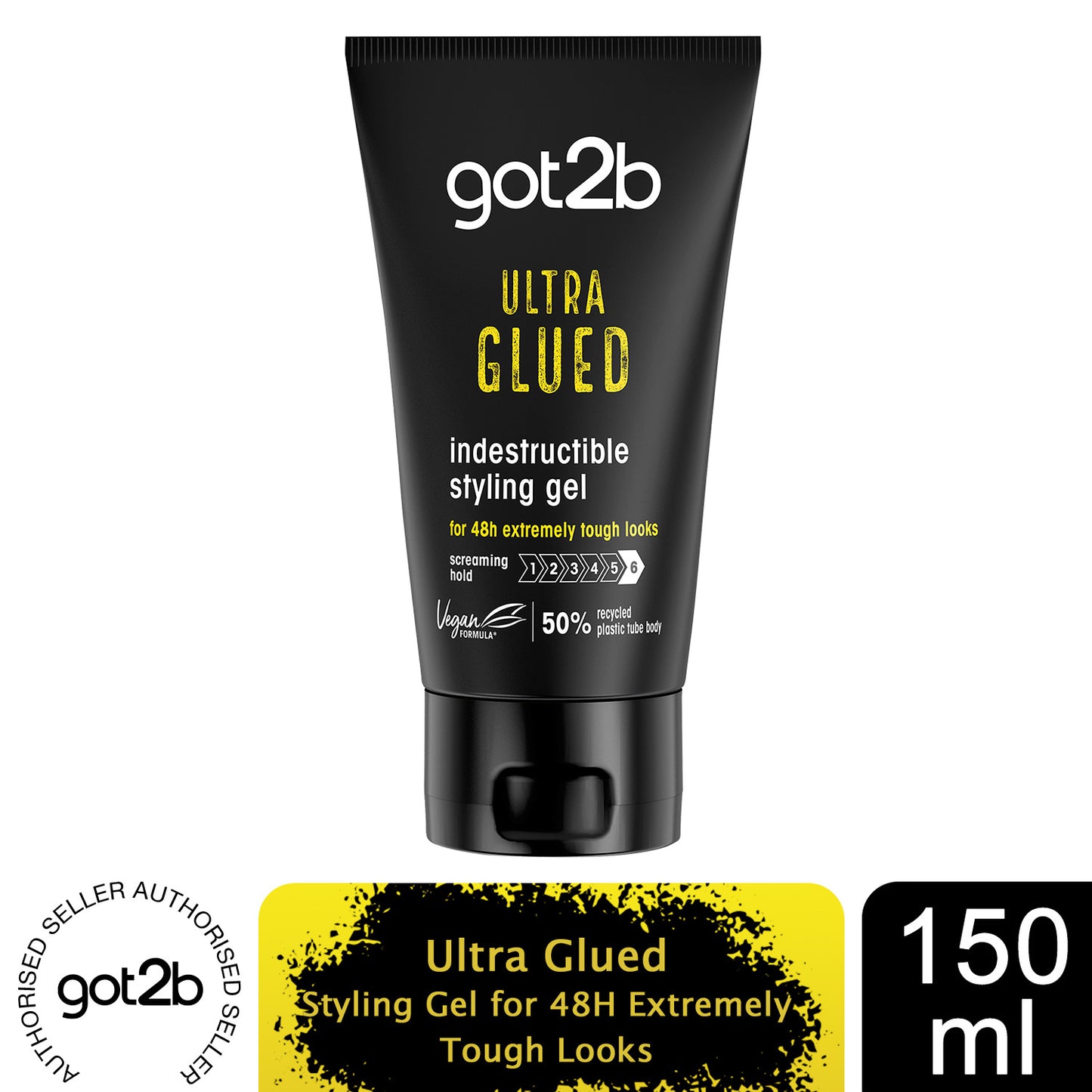 Schwarzkopf Got2b Glued Ultra Styling Hair Gel 150ml Extra Strong Hold & Long-Lasting Style