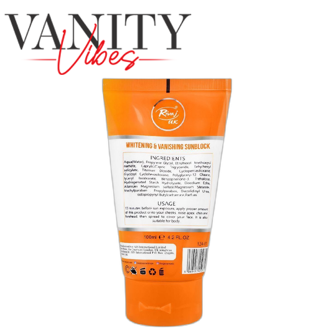 Rivaj Whitening & Vanishing Sunblock, SPF-60-100ml