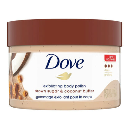 Dove Exfoliating Body Polish Scrub Brown Sugar & Coconut Butter 298g – Deep Exfoliating Body Scrub for Smooth Soft Skin, Dead