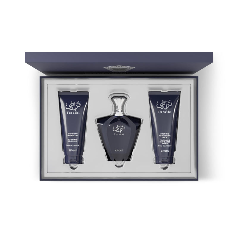 Gift Set Turathi Pour Homme Blue by Afnan Eau de Parfum 100ml+Shower Gel 100ml+After Shave 100ml Gift Set for Men