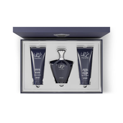 Gift Set Turathi Pour Homme Blue by Afnan Eau de Parfum 100ml+Shower Gel 100ml+After Shave 100ml Gift Set for Men